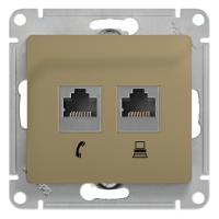Механизм розетки комп. + телеф. 2-м СП Glossa RJ11 + RJ45 CAT.5E титан SchE GSL000485