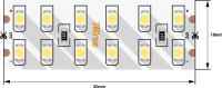 Лента светодиодная стандарт 3528, 240 LED/м, 19,2 Вт/м, 24В , IP20, Цвет: Теплый белый