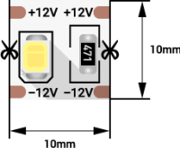 Лента светодиодная стандарт 2835, 100 LED/м, 24 Вт/м, 12В , IP20, Цвет: Нейтральный белый