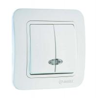 Выключатель 2-кл. СП Lillium 10А IP20 с подсвет. бел./бел. Makel 70023