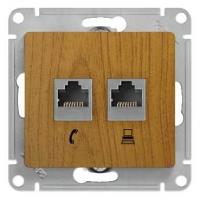 Механизм розетки комп. 2-м Glossa RJ45+RJ45 кат.5е дуб. SchE GSL000585KK
