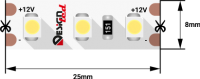 Лента светодиодная LUX, 3528, 120 LED/м, 9,6 Вт/м, 12В, IP33, Теплый белый (2700K)