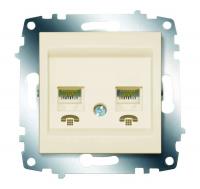 Механизм розетки телеф. 2-м Cosmo RJ11 + RJ11 крем. ABB 619-010300-222