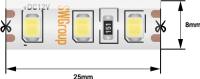 Лента светодиодная стандарт 2835, 120 LED/м, 9,6 Вт/м, 12В , IP65, Цвет: Теплый белый