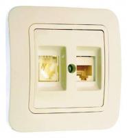 Розетка Lillium 16А IP20 CAT5e+TF евро крем/крем Makel 70237