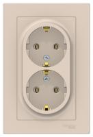 Розетка 2-м ATLAS DESIGN с заземл. 16А в сборе беж. SchE ATN000224