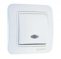 Выключатель проходной 1-кл. Lillium 10А IP20 с подсветкой бел./бел. Makel 70025
