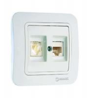 Розетка Lillium 16А IP20 CAT5e+TF евро бел./бел. Makel 70037
