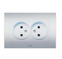 Розетка 2-м СП Cosmo 16А IP20 без заземл. алюм. ABB 632-011000-908