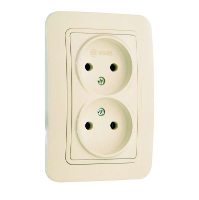Розетка 2-м СП Lillium 16А IP20 без заземл. крем/крем Makel 70217
