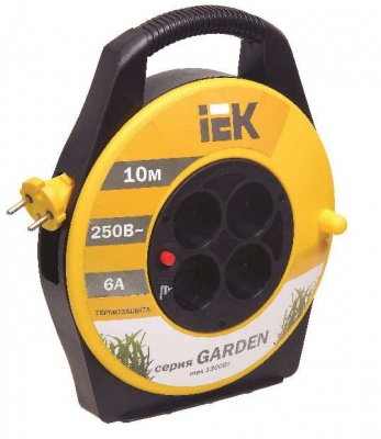 Удлинитель на катушке 4х10м без заземл. 6А IP20 УК10 "Garden" с термозащ. 2х0.75 ИЭК WKP23-06-04-10