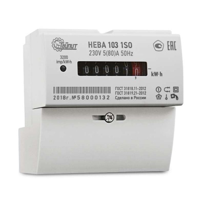 Счетчик НЕВА 103 1S0 1ф 5-60А 220В 1 класс точн. 1 тариф DIN-рейка Тайпит 6121129