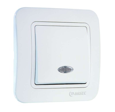 Выключатель 1-кл. СП Lillium 10А IP20 с подсвет. бел./бел. Makel 70021